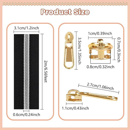 DOITEM 17.8 Yards Endless Zippers by The Meter Black White Zipper 6 mm Spiral + - Image 3