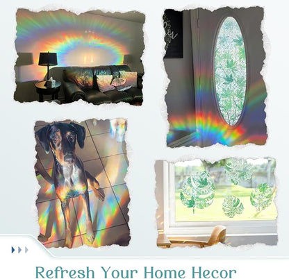 Haton Window Privacy Film, Decorative Stained Glass Window Clings, 3D UV Sun - Image 3