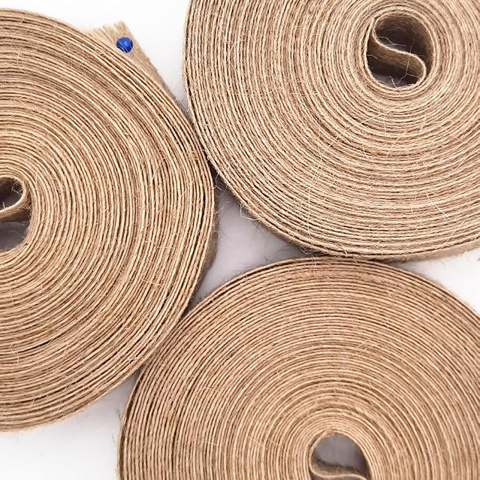 INSPIRELLE 3 Rolls 0.4 Inch Natural Burlap Fabric Roll 99 Feet Jute Lined Ribbon - Image 3