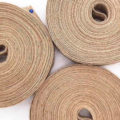 INSPIRELLE 3 Rolls 0.4 Inch Natural Burlap Fabric Roll 99 Feet Jute Lined Ribbon - Image 3