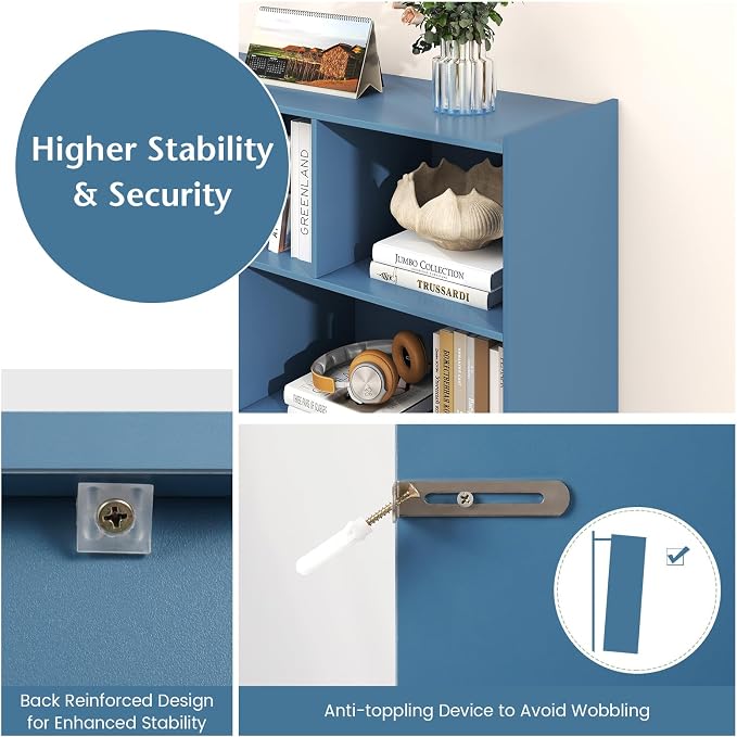 Giantex 8 Cube Bookcase, Freestanding 3-Tier Open Bookshelf, Modern Storage - Image 9