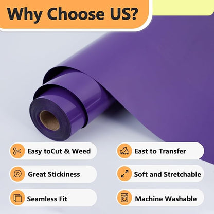 RENLITONG Matte Purple Iron on Vinyl Roll - Image 3