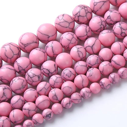 32pcs 12mm Pink Turquoise Beads Natural Stone Round Loose Spacer Beads - Image 2