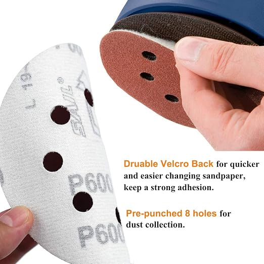 5-Inch 8-Hole Hook and Loop Sanding Discs, 600/800/1000/1200/1500/2000 Fine - Image 4
