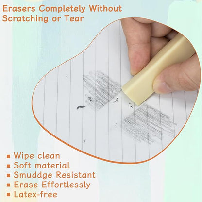 EULANT Pencil Erasers 6 Pieces, Soft Art Erasers - Image 3