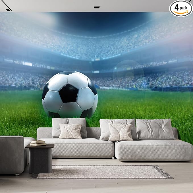 wall26 Wall Sticker/Wall Mural Close Up of a Football Ball on a Full Stadium by wall26