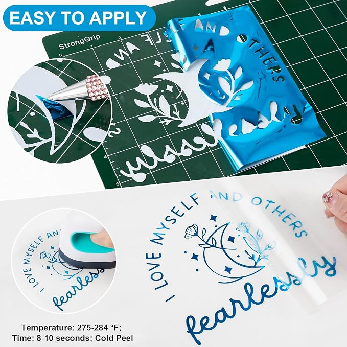 VINYL FROG Metallic Foil HTV Vinyl Roll 12" x5ft Blue Heat Transfer Vinyl - Image 3