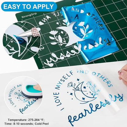 VINYL FROG Metallic Foil HTV Vinyl Roll 12" x5ft Blue Heat Transfer Vinyl - Image 3