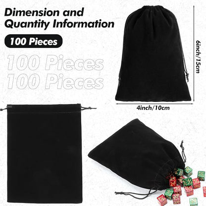 100 Pcs 4 x 6 Inch Velvet Drawstring Bags Small Jewelry Pouches Black Velvet - Image 2