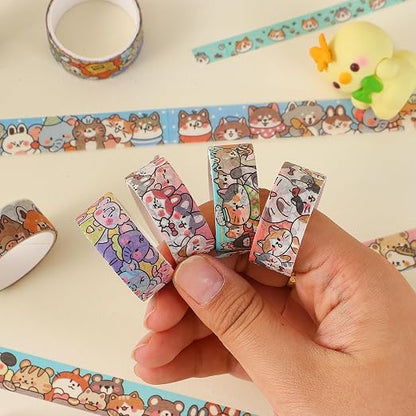 24 Rolls Colorful Cute Cartoon Animal Writable Washi Tape Set, Decorative Tapes - Image 7
