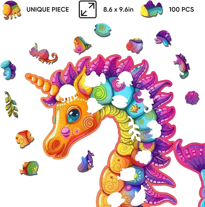 Wooden Puzzles for Adult and Kids, 100 Pieces Ocean Puzzle, Unique Shaped - Image 4
