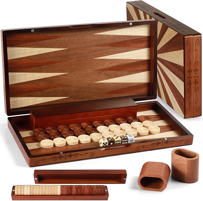Wooden Folding Backgammon Set by Syrace