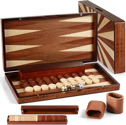 Wooden Folding Backgammon Set by Syrace
