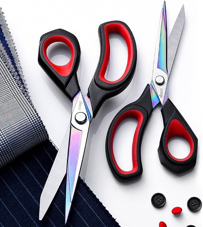 LIVINGO 2 Pack Premium Tailor Scissors Heavy Duty Multi-Purpose Titanium - Image 7