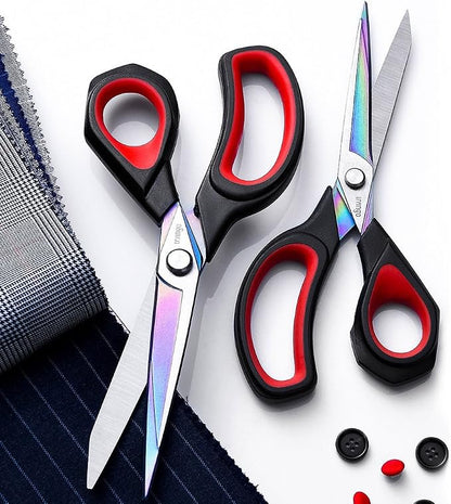LIVINGO 2 Pack Premium Tailor Scissors Heavy Duty Multi-Purpose Titanium - Image 7