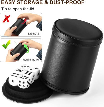 Felt Lined Dice Cup PU Leather Set, Quiet Shaker - Image 6