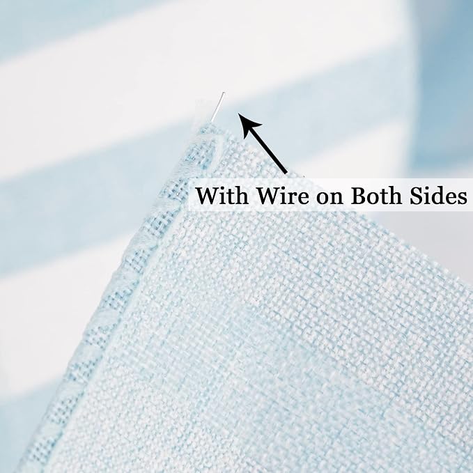 MEEDEE Blue White Stripe Ribbon 2.5 Inch Light Blue Wired Ribbon - Image 6