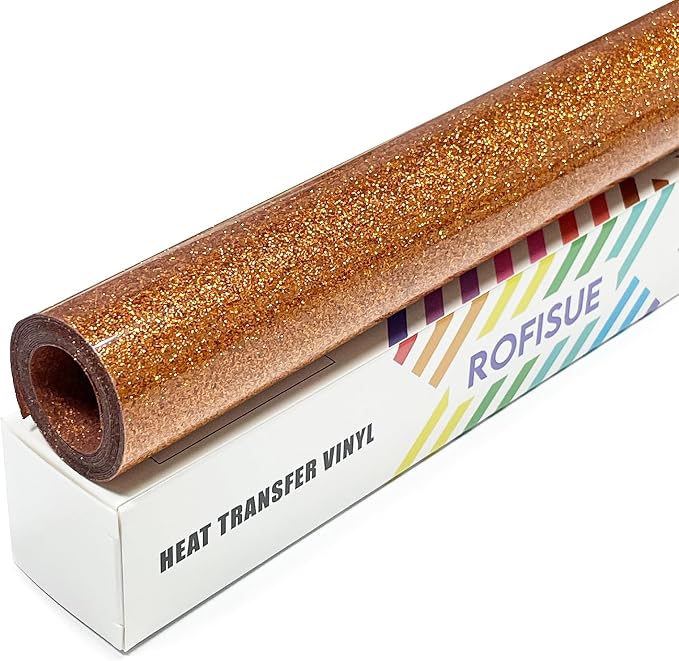 Bronze Glitter Heat Transfer Vinyl 12Inch*6FT Glitter Iron on Vinyl by Unknown