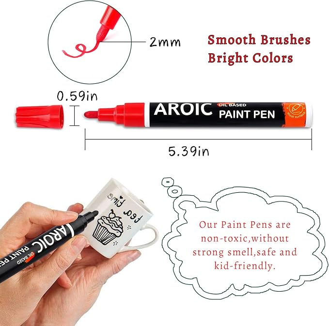 AROIC Paint Pens Paint Markers, 16 colors Oil-Based Waterproof Painting Marker - Image 4