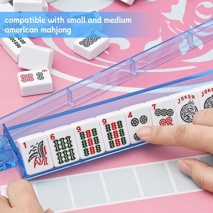 Mahjong Racks with Pushers Set of 4, Plastic American Mahjong Tile Racks 4 - Image 7