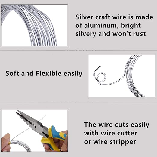 6 Rolls Silvery DIY Craft Art Aluminum Wire, 3mm in Diameter - Image 4
