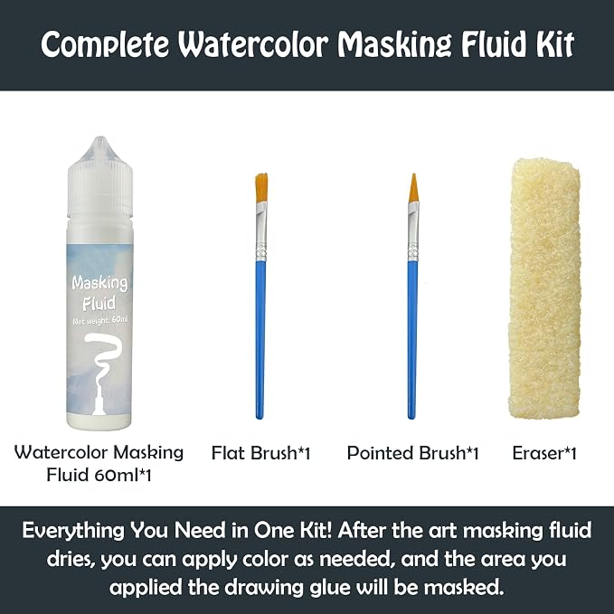 White Masking Fluid for Watercolor Painting 60ml, Resistant Ink and Pouring - Image 6