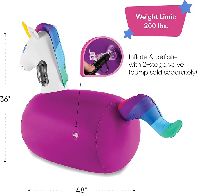 Hearthsong Hop N Go Inflatable Unicorn Riding Bouncy Hopping Toys - Image 4