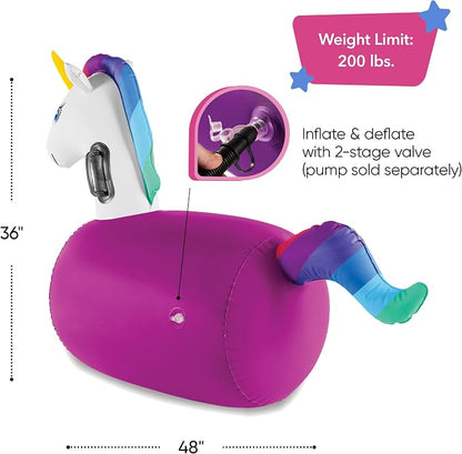 Hearthsong Hop N Go Inflatable Unicorn Riding Bouncy Hopping Toys - Image 4