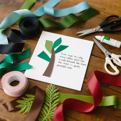 5/8 Inch Assorted Satin Ribbon Set, 50 Yards Double Faced Pack, Into The Forest - Image 2