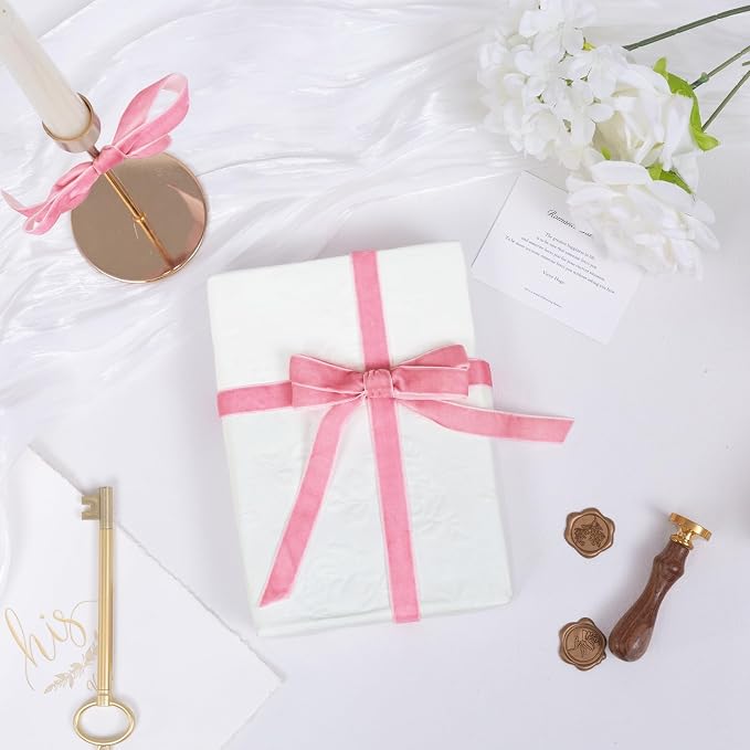 Vintage Peach Pink Velvet Ribbon Christmas Ribbon - Image 3