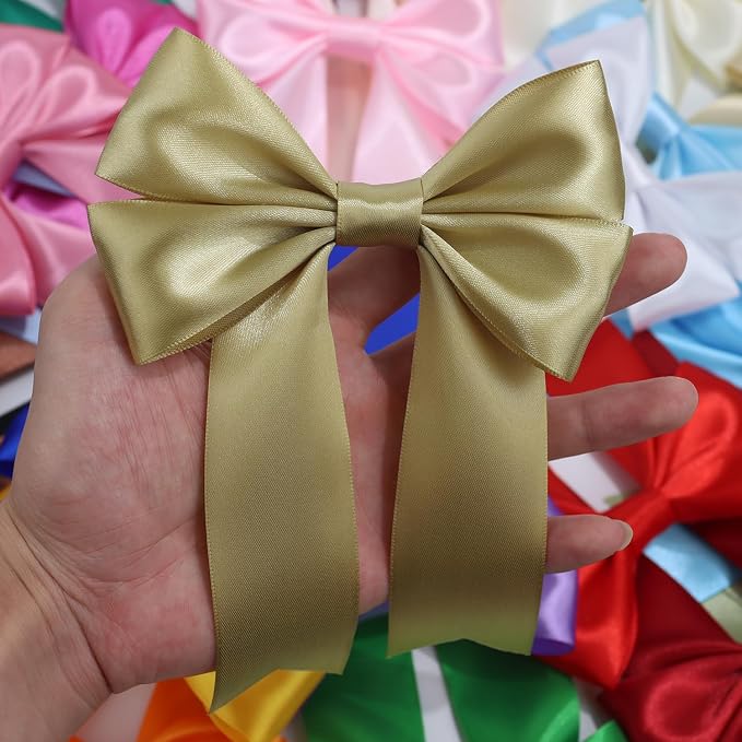 Champagne Gold Solid Satin Ribbon 1-1/2 Inch 25 Yards Solid Polyester Fabric - Image 7