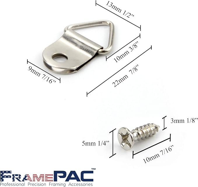 100 Pack Picture Hangers with Screws, Small Triangle Ring, D Rings - Image 4