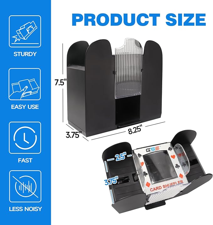 GSE Games & Sports Expert 6-Deck Automatic Card Shuffler, AC/DC-Power & - Image 2