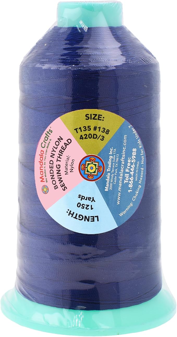 Mandala Crafts Bonded Nylon Thread Dark Blue Heavy Duty Sewing Threads - Image 3