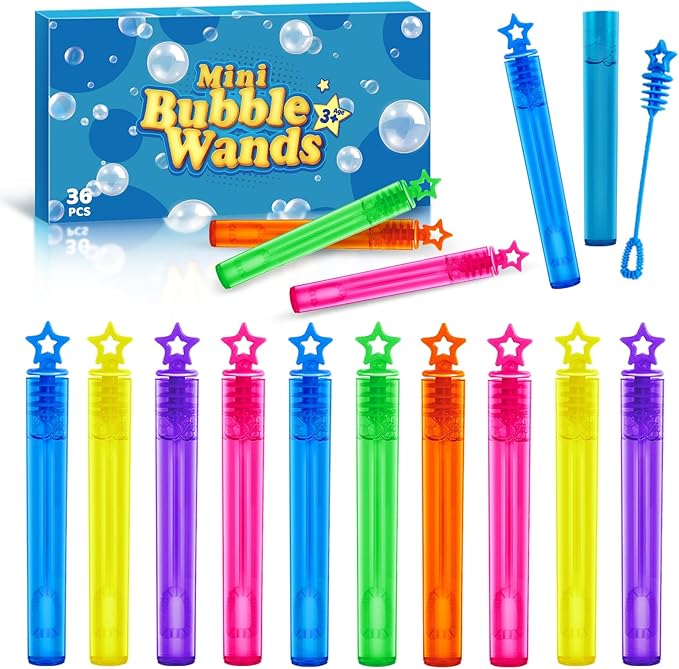 36 Pieces Mini Bubble Wands, Bubble Party Favors Assortment Toys by SpringFlower