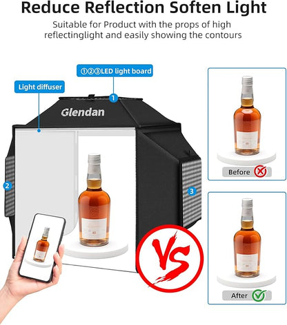 Glendan Portable Light Box Photography: 16"x16" Professional Dimmable Photo Box - Image 5