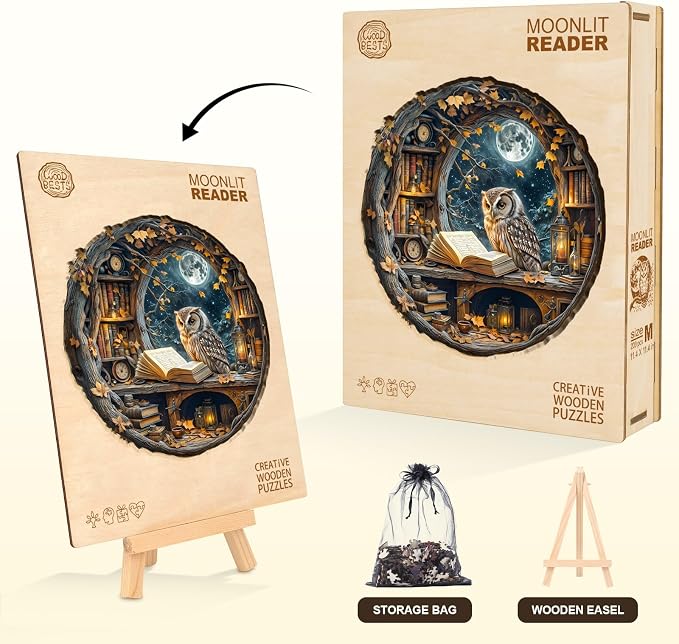 Wooden Puzzles for Adults, Moonlit Owl Puzzles, Wood Adult Puzzle, Birthday - Image 2