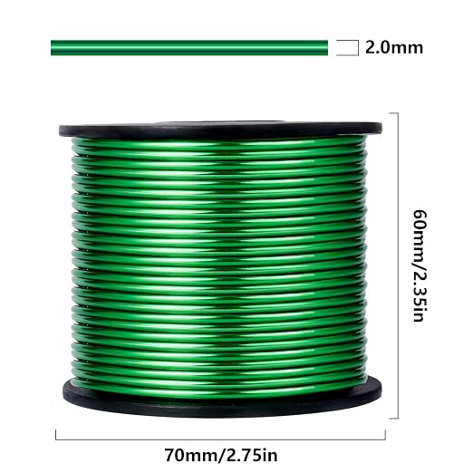 Aluminum Craft Wire, 95 Feet 2.0mm/ 14 Gauge Green Bendable Soft Metal Aluminum - Image 2