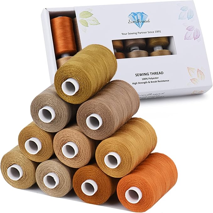 Simthread All Purpose Sewing Thread, 10 Spool Assorted Brown Series 1000 Yards by Simthread