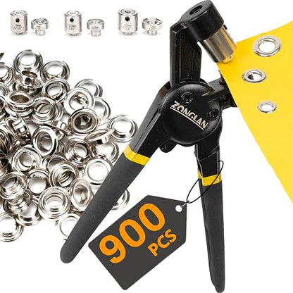 Heavy Duty Grommet Tool Kit of 1/2" 5/16" and 3/8" by MasterGrommetKitEyelet