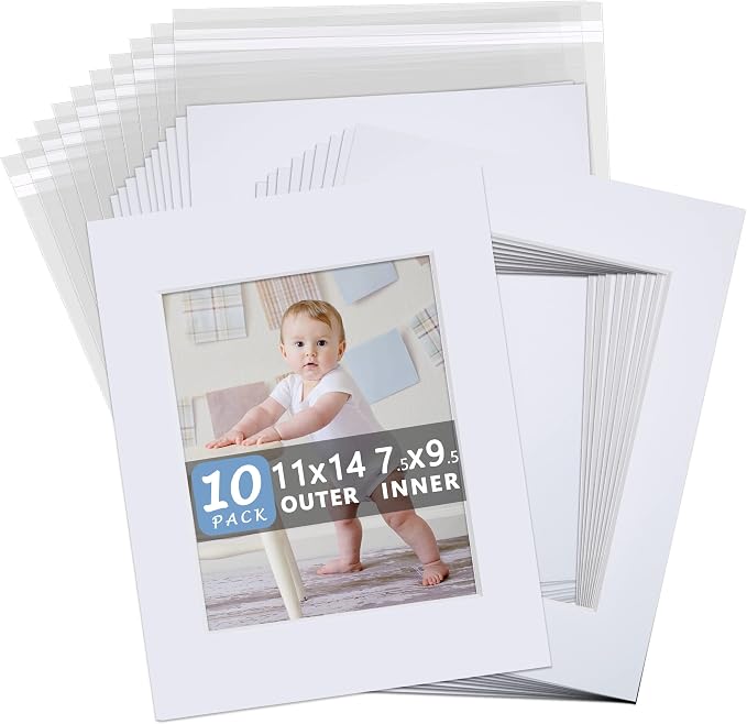 Somime 10 Pack White Photo Mats 11x14 by SOMIME