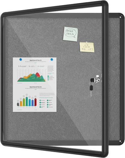 28"x26" Enclosed Bulletin Board, Lockable Weather-Resistant Aluminum Cork by MifuroOfficeProduct