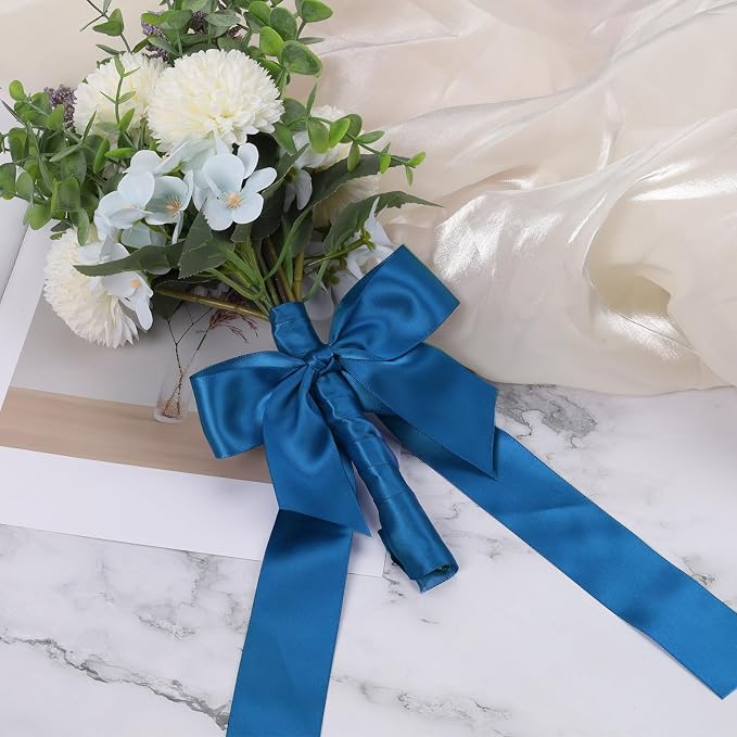LaRibbons 1 1/2 Inch 50 Yard Double Faced Satin Ribbon, Royal Blue Satin Craft - Image 2