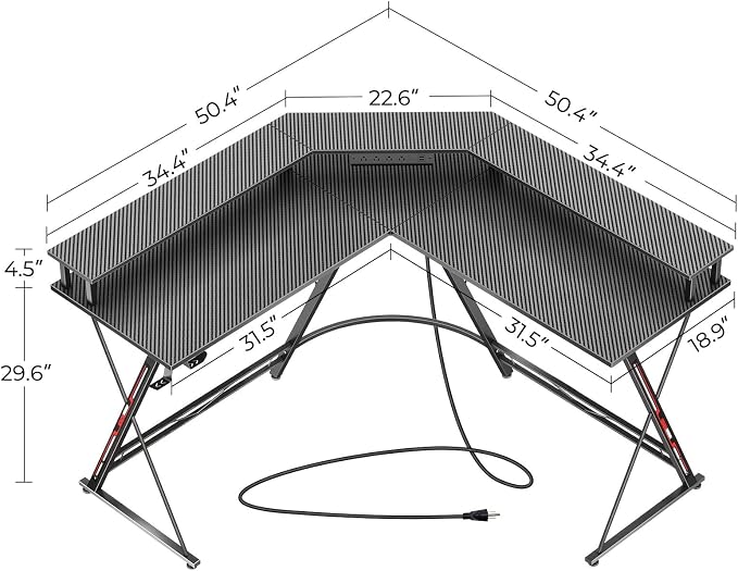 SEVEN WARRIOR L Shaped Gaming Desk - Image 3