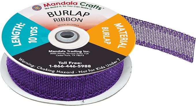 Mandala Crafts Purple Burlap Ribbon 1 Inch Wide Jute Ribbons - Image 4