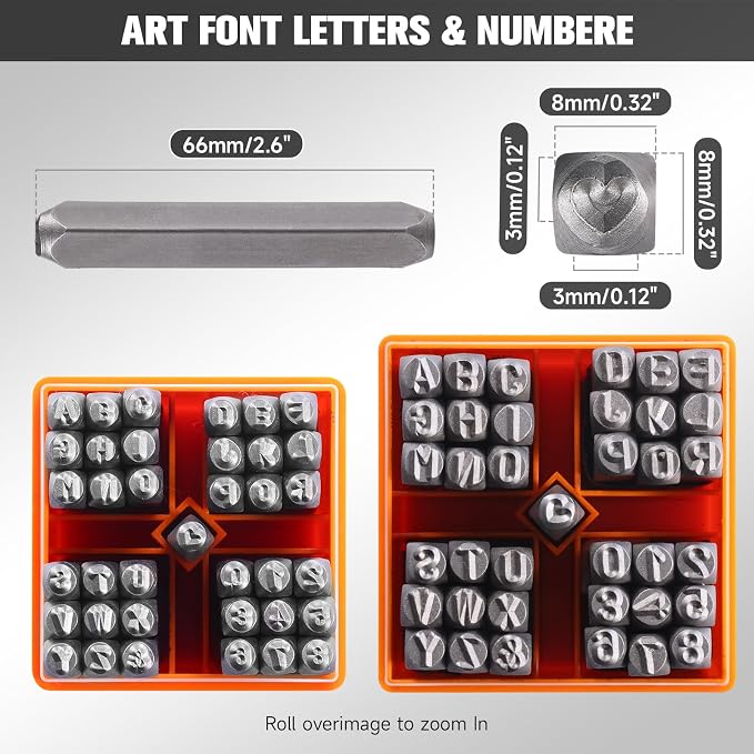 YKLP 37 Pcs Number and Letter Stamp Set, 1/4” Metal Letter Stamps DIY Arts & - Image 3