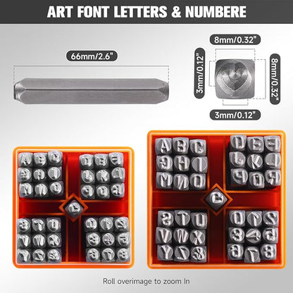 YKLP 37 Pcs Number and Letter Stamp Set, 1/4” Metal Letter Stamps DIY Arts & - Image 3