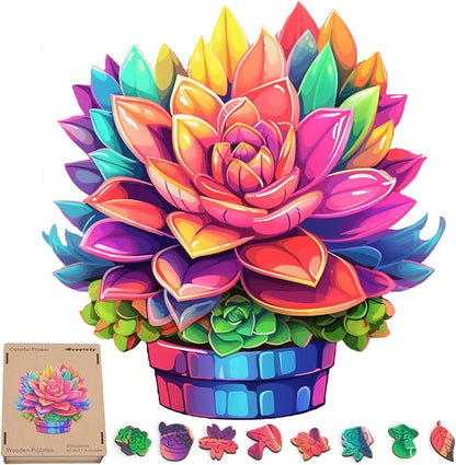 Wooden Puzzles Colorful Flower 500pcs King Size 16.9'' x 16.2'', Luxurious by Reouintywoodenpuzzle