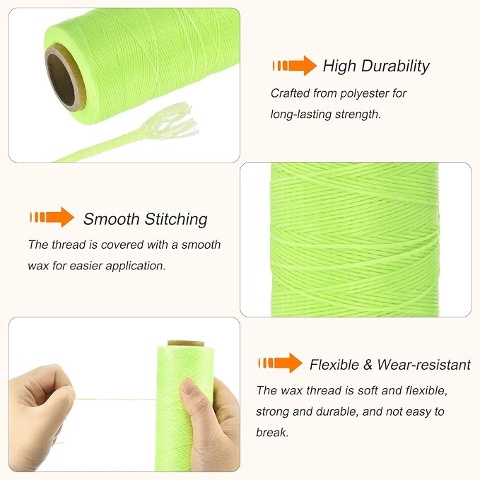 MECCANIXITY Waxed Thread, 284 Yard 0.8mm 150D Flat Wax Thread Polyester Waxed - Image 3