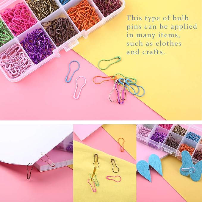 Mayboos 300 Pieces Safety Bulb Pins, 10 Colors Calabash Crochet Stitch Markers - Image 4